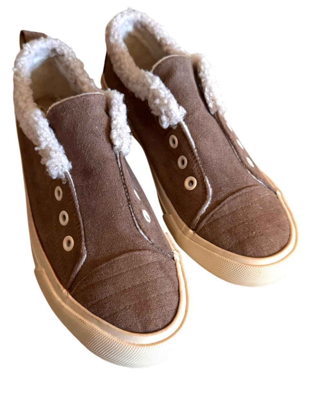 Gypsy Jazz Tan Slip-On Shoes with Faux Fur trim Size 8 #10